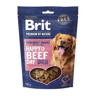 Лакомство для собак Brit Premium by Nature Semi-moist Snacks 180 г - говядина и яблоки - masterzoo.ua