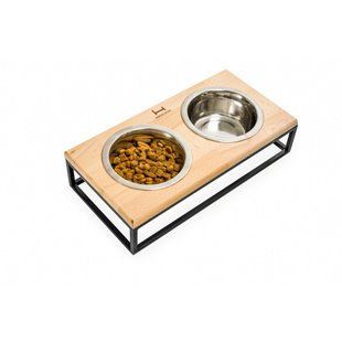 Harley and Cho Lunch Bar Natural wood миски для собак 2х750 мл - коричнево-чорний - masterzoo.ua