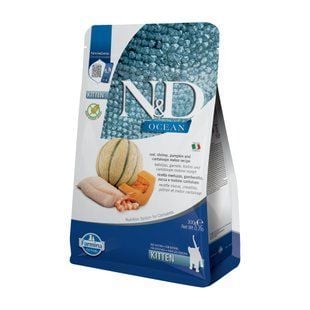 Сухой корм для котят Farmina N&D Grain Free Ocean Kitten 300 г - треска, креветки, тыква и дыня - masterzoo.ua