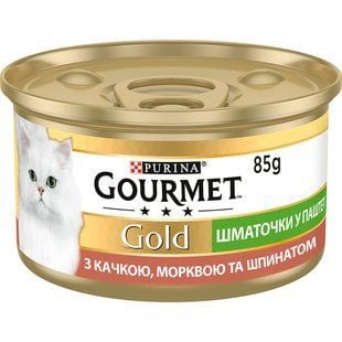 Вологий корм для котів Gourmet Gold Pieces in Pate 85 г - качка, морква та шпинат - masterzoo.ua