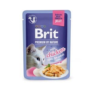 Влажный корм для кошек Brit Premium Delicate Fillets in Jelly Chicken 85 г - курица - masterzoo.ua