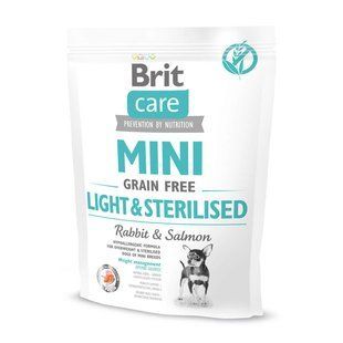 Cухой корм для собак Brit Care Grain Free Mini Light&Sterilised 400 г - лосось и кролик - masterzoo.ua
