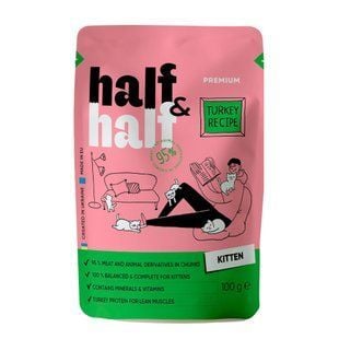 Влажный корм для котят Half&Half Kitten 100 г - индейка - masterzoo.ua