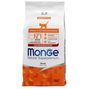 Сухий корм для кошенят Monge Monoprotein Kitten 1,5 кг - качка - masterzoo.ua