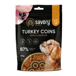 Ласощі для цуценят Savory Puppy Turkey Coins 100 г - індичка - masterzoo.ua