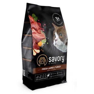 Сухой корм для кошек Savory Sensitive Digestion Fresh Adult 400 г - ягненок и индейка - masterzoo.ua