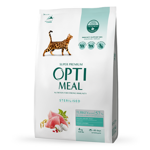 Сухой корм для кошек Optimeal Sterilised 4 кг - индейка и овес - masterzoo.ua