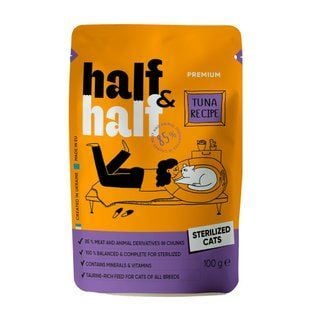Влажный корм для кошек Half&Half Sterilized 100 г - тунец - masterzoo.ua