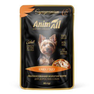 Вологий корм для собак AnimAll Adult 80 г - качка - masterzoo.ua
