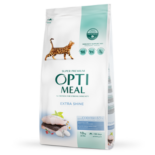 Cухий корм для котів Optimeal Extra Shine 10 кг - тріска - masterzoo.ua