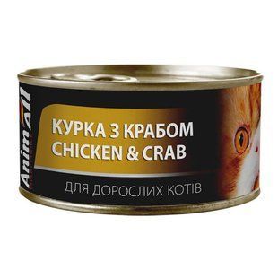 Вологий корм для котів AnimAll Adult 85 г - курка та краб - masterzoo.ua