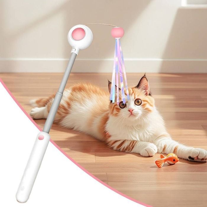 Игрушка для кошек Me&Pet Удочка с лазером 19,6 см - розовый - masterzoo.ua