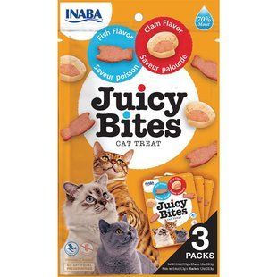 Лакомство для кошек Inaba Juicy Bites 3 шт х 11,3 г - рыба и моллюски - masterzoo.ua
