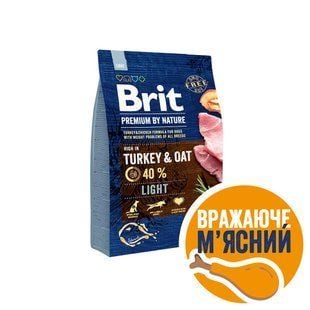 Cухой корм для собак Brit Premium Light 3 кг - индейка - masterzoo.ua