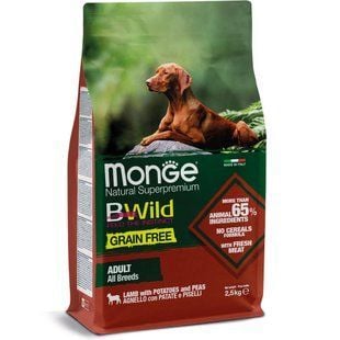 Cухий корм для собак Monge Bwild Grain Free 2,5 кг - ягня - masterzoo.ua