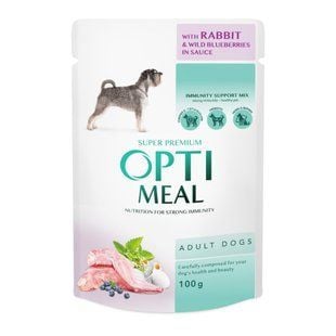 Вологий корм для собак Optimeal Adult 100 г - кролик та чорниця - masterzoo.ua