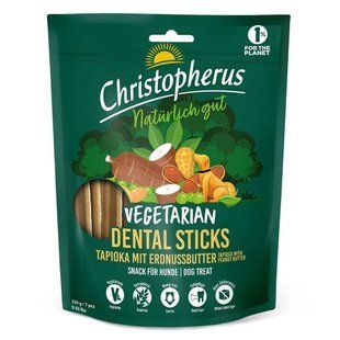 Ласощі для собак Christopherus Dental Stick Vegetarianу 250 г - тапіока та арахісове масло - masterzoo.ua
