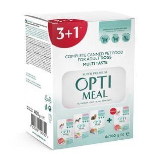 Вологий корм для собак Optimeal Complete Adult Multi Taste 3+1 шт х 100 г - асорті - masterzoo.ua