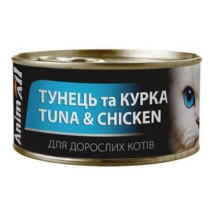 Вологий корм для котів AnimAll Adult 85 г - тунець та курка - masterzoo.ua