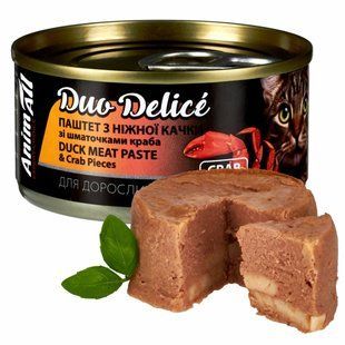 Вологий корм для котів AnimAll Duo Delice Adult 80 г - качка та краб - masterzoo.ua