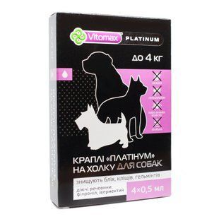 Vitomax Platinum капли на холку для собак до 4 кг 4 шт х 0,5 мл - masterzoo.ua
