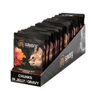 Упаковка влажного корма для котят Savory Kitten 22 шт х 85 г - ягненок и тыква - masterzoo.ua