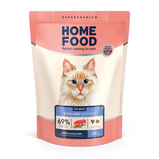 Сухой корм для кошек Home Food Sterilised Sensitive Adult 400 г - ягненок и лосось - masterzoo.ua