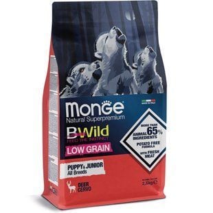 Сухий корм для цуценят Monge Bwild Low Grain Puppy & Junior 2,5 кг - оленина - masterzoo.ua