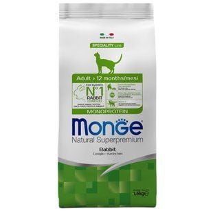 Cухий корм для котів Monge Monoprotein Adult 1,5 кг - кролик - masterzoo.ua
