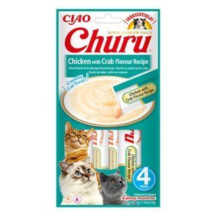 Лакомство для кошек Inaba Churu 4 шт х 14 г - курица и краб - masterzoo.ua
