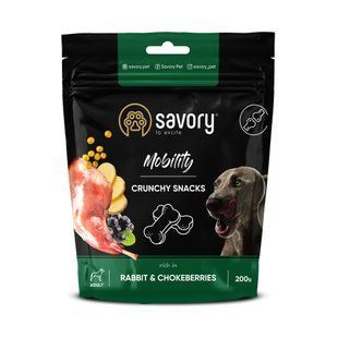 Ласощі для собак Savory Mobility Crunchy Snacks 200 г - кролик та чорноплідна горобина - masterzoo.ua