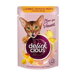 Вологий корм для котів Delickcious 80 г - кролик та тропічні фрукти - masterzoo.ua