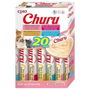 Набір ласощів для котів Inaba Churu 20 шт х 14 г - тунець, креветки, пластівці боніто та морепродукти - masterzoo.ua