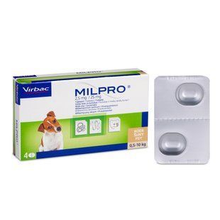 Таблетки для щенков Virbac Milpro от 0,5 до 10 кг 2,5 мг/25 мг, 4 шт - masterzoo.ua