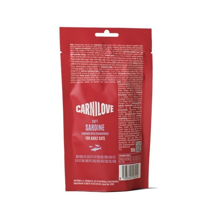 Лакомство для кошек Carnilove Soft Snack Adult 50 г - сардина и клубника - masterzoo.ua