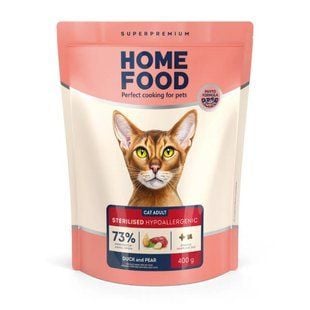 Сухой корм для кошек Home Food Adult Sterilised Hypoallergenic Grain-Free 400 г - утка и груша - masterzoo.ua