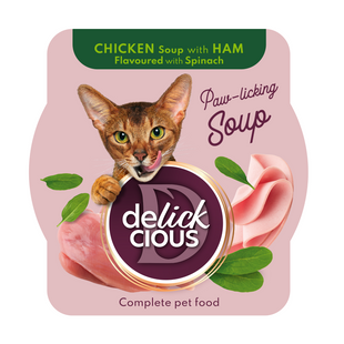 Суп для котів Delickcious 80 г - курка, шинка та шпинат - masterzoo.ua