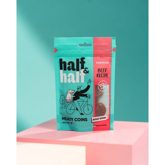 Лакомство для собак Half&Half Meaty Coins Adult 100 г - говядина - masterzoo.ua