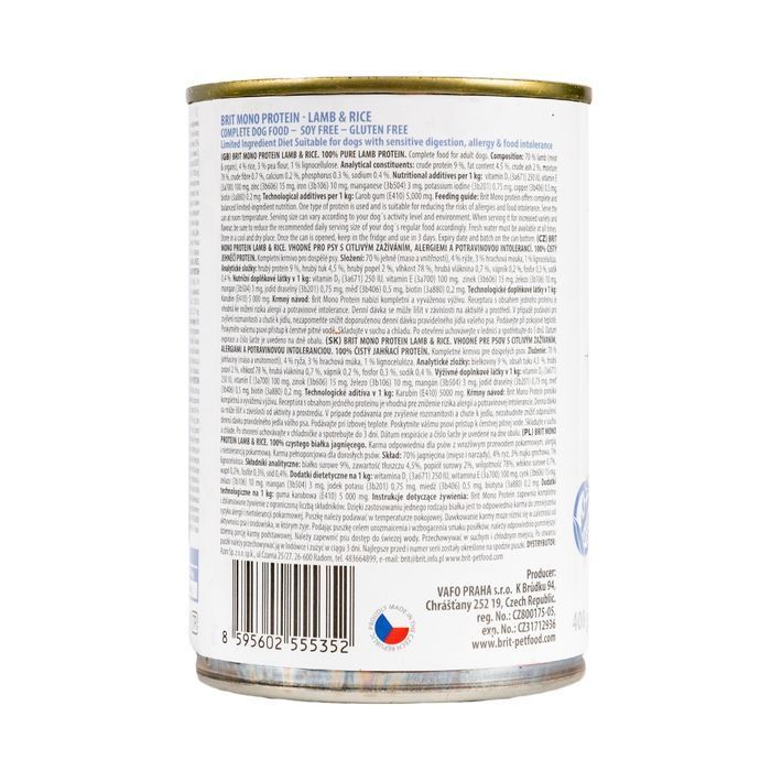 Вологий корм для собак Brit Care Mono Protein 400 г - ягня та рис - masterzoo.ua