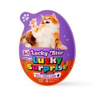 Яйце-сюрприз&nbsp;для котів Lucky&nbsp;Star Ласощі + Іграшка 20 г - тріска - masterzoo.ua