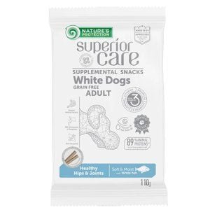 Лакомство для собак Nature's Protection Superior Care White Dogs Adult Healthy Hips & Joints 110 г - белая рыба - masterzoo.ua