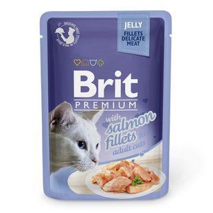 Вологий корм для котів Brit Premium Cat Salmon Fillets Jelly pouch 85 г - філе лосося в желе - masterzoo.ua