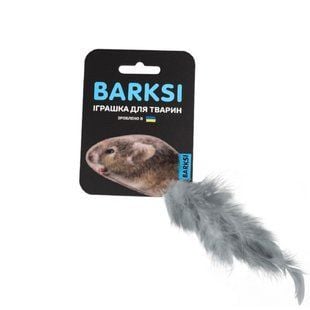 Игрушка для кошек Barksi Полевка с перьями 7х5 см - коричневый - masterzoo.ua