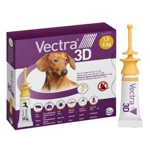 Краплі на холку для собак Ceva Vectra 3D від 1,5 до 4 кг, 3 шт - masterzoo.ua