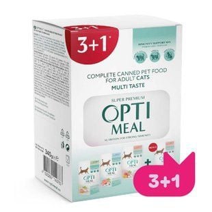 Набір вологого корму для котів Optimeal Adult Multi Taste 3+1 шт x 85 г - асорті - masterzoo.ua