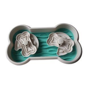 Pet Fun миска для собак 25х43х7, 5 см - бело-зеленый - masterzoo.ua