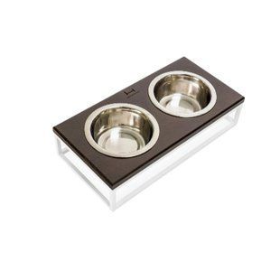Миски на підставці Harley and Cho Lunch Bar Brown Wood + White XS 2 х 200 мл / 10 см - masterzoo.ua