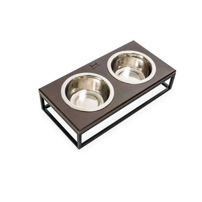 Миски на подставке Harley and Cho Lunch Bar Brown wood + Black S 2 х 450 мл / 12 см - masterzoo.ua