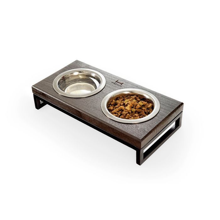 Миски на подставке Harley and Cho Lunch Bar Brown wood + Black S 2 х 450 мл / 12 см - masterzoo.ua