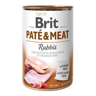 Влажный корм для собак Brit Care Pate&Meat 400 г - кролик - masterzoo.ua